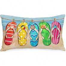 1PC Fronha de Verão 12x20 Polegadas Flip Flop Decorativo Tropical Praia Sutter Fish Farmhouse Fronha Sazonal Decoração Sofá Casa Único Lado Sem Núcleo de Almofada