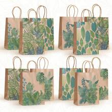 24PCS Luau Hawaii Party Bags, Summer Tropical Paper Bag With Handle Luau Bag Palm Leaf Bags For Summer Tropical Aloha Festival Hawaiian Luau Holiday Party Supplies Favor - Green - View 1