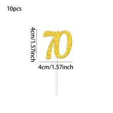 10 件金色闪光数字水果签，适用于生日、节日派对蛋糕装饰（30/40/50/60）、圣诞节