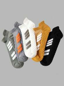 1/3/5/10 Pares de Meias Esportivas Masculinas, Design Listrado em Verde Água, Meias Tornozelo para Primavera/Verão, Meias Finas e Respiráveis para Corrida, Confortáveis para Fitness, Esportes, Atividades Diárias ao Ar Livre