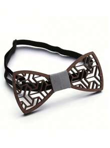 1pc Fashionable And Creative Wooden Hollow Necktie - Suitable For Daily Matching And Wedding UseMen Necktie