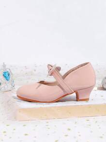 Tacones altos para niños de Zantong, tacones gruesos con perlas rosadas y brillo, apropiados para fiestas, bodas, danza de flores, ballet elegante, princesa, uso diario, viajes al aire libre, adecuados para niños, estudiantes y niños mayores.