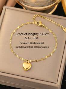 Set de joyería de 4 piezas de acero inoxidable que incluye collar, aretes, brazalete, adorno elegante vintage con forma de corazón, adecuado para uso diario/fiesta de mujeres, regalo del Día de la Madre y Día de San Valentín. (Se puede vender individualmente)