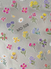 1 张春夏花卉主题美甲贴纸，包含各种盛开的花朵、雏菊和带枝条的花卉材料，适合女性、女孩、家庭和个人 DIY