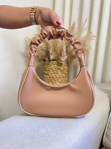 's Small Half Moon Bag Shoulder Hand Side Bag - Rust Brown - View 2