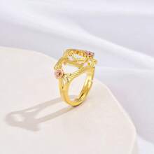 1pc Stylish Adjustable Rings With Heart, Letter, Geometric Pattern Design, Fashion Accessories, Ideal Gift