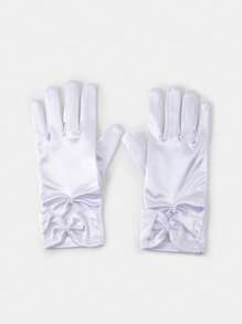 GARASSACC 1 双缎面蝴蝶结装饰手套，适合情人节和婚礼 - 白色 - 查看 3