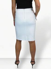Paulo Due Stretch Bodycon Pencil Skirt - White - View 2