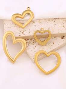 3pcs Stainless Steel Big Heart Pendant Findings High Quality 18K Gold Plated Heart Charms For DIY Jewelry Making Supplies Accessories