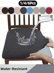 Solid Color High Elastic Chair Seat Cover, Waterproof Dustproof Wear-Resistant, Suitable For Dining Chairs, Office And Home Decor, Washable Dust-Proof Protective Cover, Suitable For Dining Room, Hotel, Home Bench Use, Universal Milk Silk Chair Seat Cover, Dining Chair Cover, Dining Table Chair Cover, Dining Chair Cover Set, 1, 4 Or 6 Pieces - Multicolor - View 9