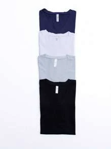 V-Neck T-Shirt Direct From The Factory 100% Cotton - 灰色 - 查看 2