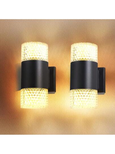 CANMEIJIA Outdoor Wand Lamp, Acrylic Flower Pattern Crystal Appearance ative Indoor LED Waterproof IP65 Home Lighting Streetlight ation, E27 Lamp Base, Square/Round Patio/Stairs/Street/Indoor/Garden/Living Room/Bathroom/Kitchen/Bedroom/Hallway/Indoor Wall/Outdoor