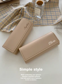 Customized Simple Eyeglasses Case, Waterproof, Shockproof, Personalized Text, Retro Leather Eyewear Case, Sunglasses Storage Box, Japanese Elegant Style