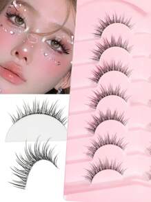 7 对自然假睫毛，漫画眼睫毛，分段假睫毛，自然假睫毛