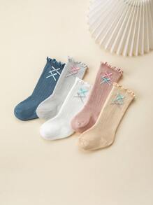5 Pairs Baby Socks, Knee-High Cotton Blend Thin Socks For Infants, Spring/Summer And Autumn/Winter