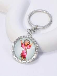 1pc Vintage Personalized Metal Jesus Christ Catholic Religious Figures & Gemstone Creative Gift Keychain - Alloy Jewelry Pendant - View 5