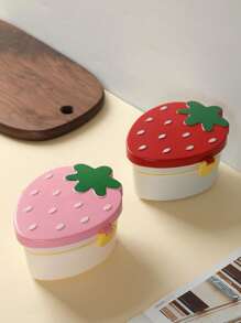 Customizable Cute Cartoon Strawberry Plastic Bento Box, Children's Double Layer Lunch Box Takeout Lunch Box For Students, Girls - Multicolor - View 4