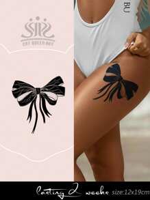 Herbal Juice Waterproof Temporary Tattoo Sticker, Butterfly, Sexy Lace Butterfly Flower Designs For Arms, Legs, Body Art, Glitter Tattoos, Unisex - Blue - View 2
