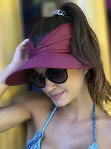 Sombrero de sol plegable de poliéster de ala extra ancha para mujer, con protección UV, sombrero de playa elegante con correa para la barbilla ajustable y a prueba de viento, sombrero de sol de verano empaquetable, liviano y transpirable