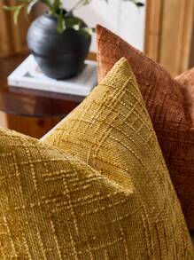 1 Vỏ gối nhung trung tính, Vỏ gối trang trí có họa tiết mềm mại, Thích hợp cho ghế sofa, giường, trang trí nhà cửa, 45 X 45 cm - Màu vàng - Xem 6