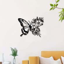 1pc, Butterfly Metal Wall Decor, Boho Butterfly Decor, Wall Art Iron Hanging, Wall Decor, Flower Wall Art For Bedroom Living Room Home, Indoor Outdoor Farmhouse Decor Gifts Birthday Graduation