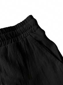 Pantalones cortos holgados con cordón para hombre, pantalones casuales para todas las estaciones - Negro - Ver 7