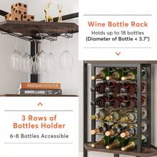 LITTLE TREE 4-Tier Corner Wine Rack With Glass Holder, Industrial Corner Bar Corner Wine Cabinet, Freestanding Corner Wine Shelf For Living Room, Small Space - Brow - View 7