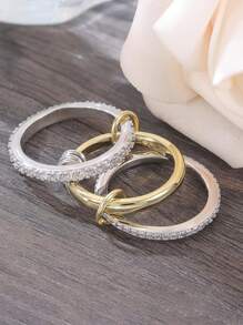 1 件时尚多色装饰指节戒指，适合女士日常佩戴和正式场合