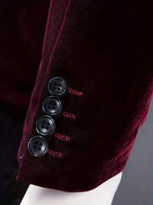 Casual Business Velvet Men's Suit Jacket With Unopened Pockets - Màu Đỏ Sâu - Xem 6