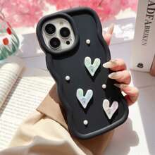 1 件多巴胺马卡龙波浪几何珍珠心形设计手机壳兼容 iPhone 16/Redmi Note 11 4G/Galaxy A55/Infinix Note 30/ Moto E30