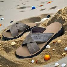 2025 Neue Handgefertigte Farbblock Sandalen für Herren, Kreuzriemen, atmungsaktiv rutschfest leicht Strand Outdoor Lässig Pantoletten, atmungsaktive Straßenmode Zehentrenner