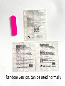 24片中号方形美甲贴纸，蓝色花卉图案，亮面，包含啫喱凝胶和指甲锉，易于粘贴，按压式设计，适合日常美甲佩戴。 - 彩色 - 查看 6