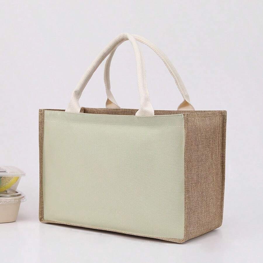 Jute Hand Shopping Gift Bag Laminated Waterproof Vintage Linen Upgrade Zipper Linen Bag Simple Gift Bag Fashion Everything Shopping Bag - Green - View 1