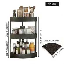 1 estante de almacenamiento de baño de esquina de tres pisos, estante de esquina de escritorio, estante de esquina triangular de estante de almacenamiento de cocina multifuncional, estantería, montaje simple, material plástico engrosado, se puede usar en capas - Negro - Ver 7