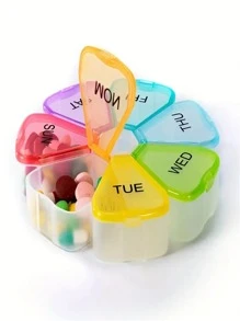 1 Wöchentliche Pillenbox, Pillenbox, 7-Tage Pillenbox, Wöchentlicher Pillencontainer mit großen Fächern, tragbare Reisebox für Vitamine und Nahrungsergänzungsmittel - Verschiedenfarbig - Übersicht 9