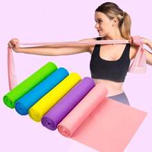 1 Piece Pink/Blue/Purple Resistance Band, Elastic Exercise Band For Sports, Yoga Workout, Yoga, Pilates, Strength Training, Squats, Hip Circles, And Full-Body Workouts Gym Accessories,Weight Training, Home Gym Equipment - Multicolor - View 2