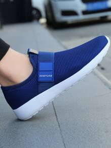 DaoLxi 男士一脚蹬休闲鞋轻便工作鞋运动鞋透气防滑网眼步行健身鞋舒适健身运动鞋蓝色