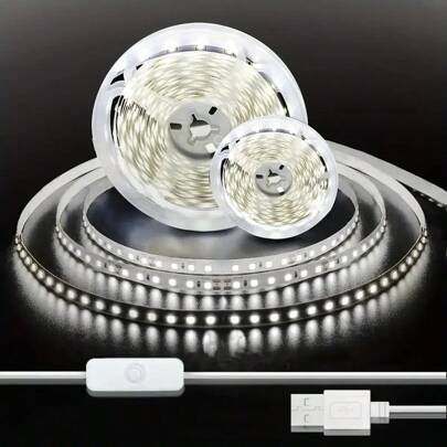 1 pieza, 1m/2m/3 metros/5m/10m tira de luces LED con control táctil portátil, control de botón, blanco frío/blanco cálido, alimentada por USB, barra de luz LED para iluminación trasera de TV, decoración del hogar, sala de estar