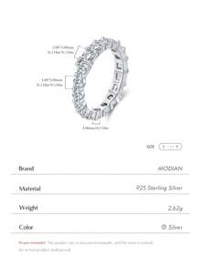 MODIAN MODIAN 925 Sterling Silber Luxus asymmetrischer geometrischer Zirkonia Ewigkeitsring für Frauen Hochzeit Verlobung Feiner Schmuck