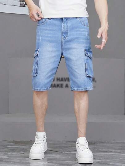 Teen Boy Straight-Leg Mid-Length Denim Shorts