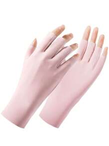 A Pair Of Gloves Women's Skin Friendly Breathable Cycling UV Resistant Ice Silk Gloves