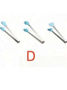 1 套 3 件不锈钢和硅胶冰块、食物、小吃、蛋糕、薯片夹，带 1 个可爱粉色棕榈形夹和不锈钢冰桶套装