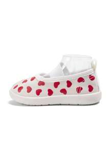1 par de zapatos deportivos casuales, transpirables y con estampado, de lona elástica beige, para niñas, adecuados para salir a diario (patrón aleatorio)