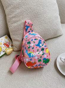 1pc Nylon Zipper Closure Kids Bag, Customized Text, Name Bag With Cute Dinosaur Pattern, Baby Coin Purse, Chest Bag For Boys And Girls, Suitable For All Occasions, Comfortable And Adjustable Shoulder Straps, Multifunctional, Suitable For Playing And Going To School, Perfect Gift For Friends And Relatives - Dinosaur Chest Bag - View 14