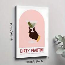 1pc Framed Canvas Poster, Dirty Martini Cocktail Recipe Wall Art Canvas Paintings, Ideal Gift For Bedroom Living Room Corridor, Wall Art, Room Decoration