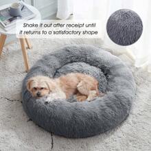 WESTERN HOME  Dog & Bed, Anti-Anxiety Donut Cuddler Warming Cozy Soft Round Bed, Fluffy Faux Fur Plush Cushion Bed Small Medium Dogs And Cats (20/24/27/30) - Navy Grey - 查看 3