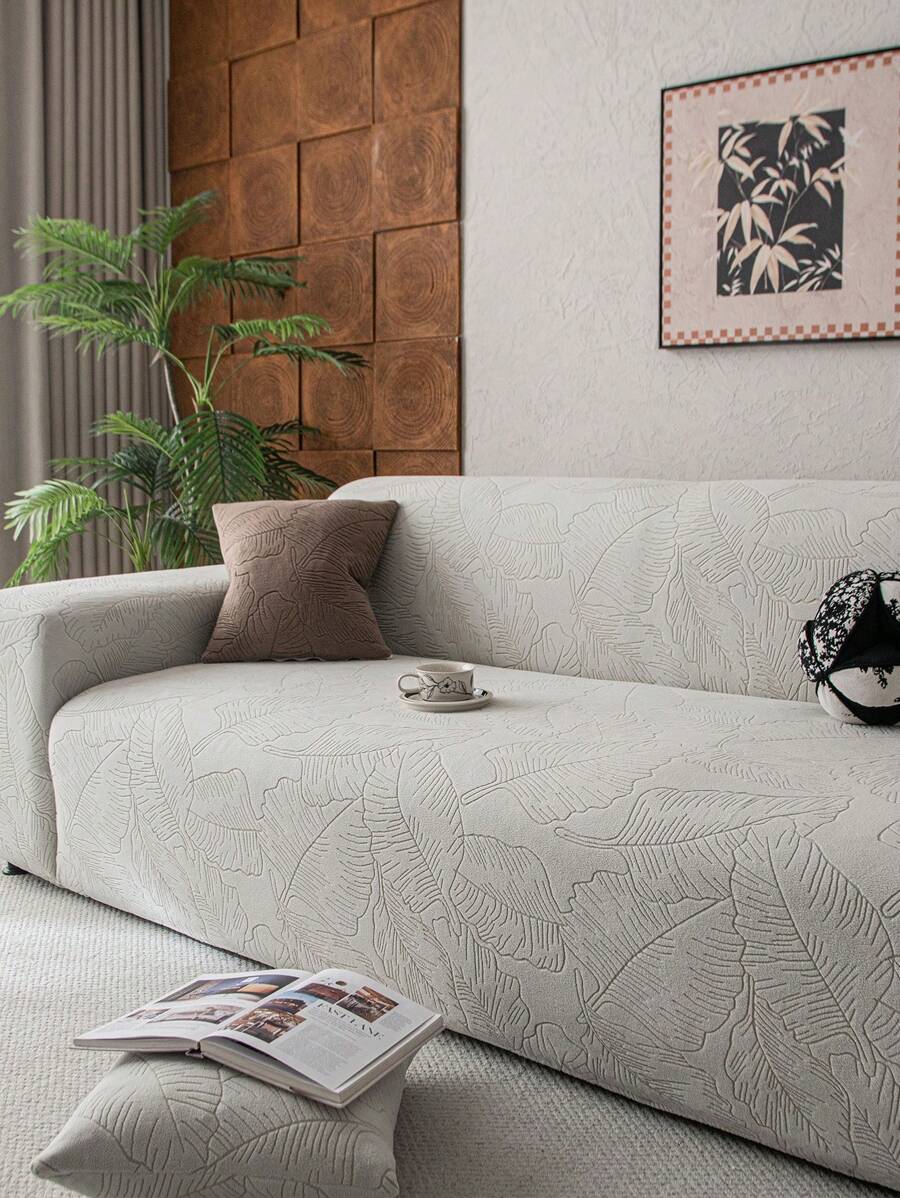 1 PIEZA Funda elástica de jacquard para sofá, funda de sofá de estilo moderno antideslizante, adecuada para sofás en forma de L y sofás de 1/2/3/4 plazas, universal para todas las temporadas, fácil de instalar y quitar - Gris Claro - Ver 1