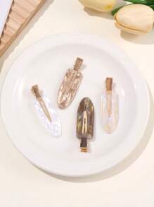 4/8pcs Girls Seamless Bangs Hair Clips, Simple & Invisible Hair Clips - Multicolor - View 4