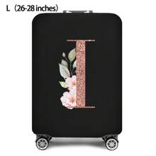 Initial Name A To Z Rose Gold Letter Luggage Cover Stretch Fabric Suitcase Protector Baggage Dust Case Cover Suitable For 18-32 Inch Suitcase Case Travel Organizer Luggage Protector Bag For School School Accessories School Stuff - Black - View 19