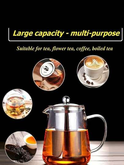 1 件玻璃茶壶，带可拆卸浸泡器 - 透明茶壶，适用于炉灶，非常适合浸泡散叶茶和凉茶，非常适合露营和旅行，1 件